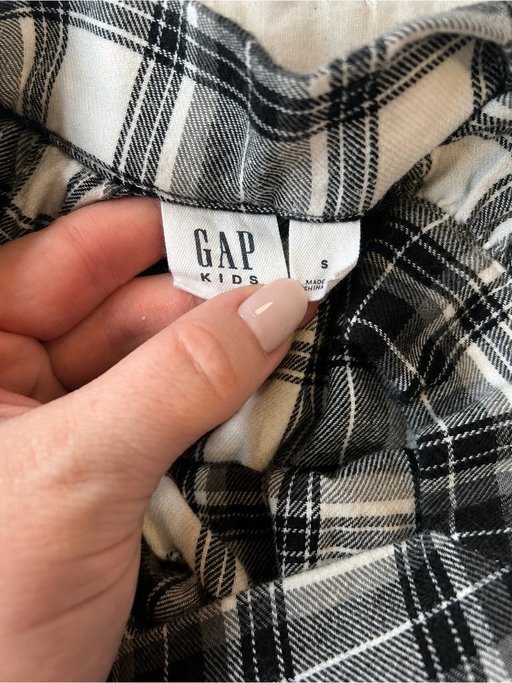 Gap Kids Girls S 6–7 Black White Plaid Tiered Square Neck Cotton Dress
